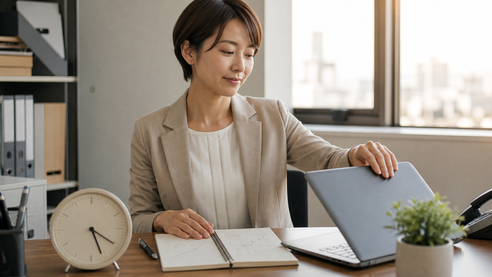 仕事の記録をつけて働き方の境界線を見直す会社員