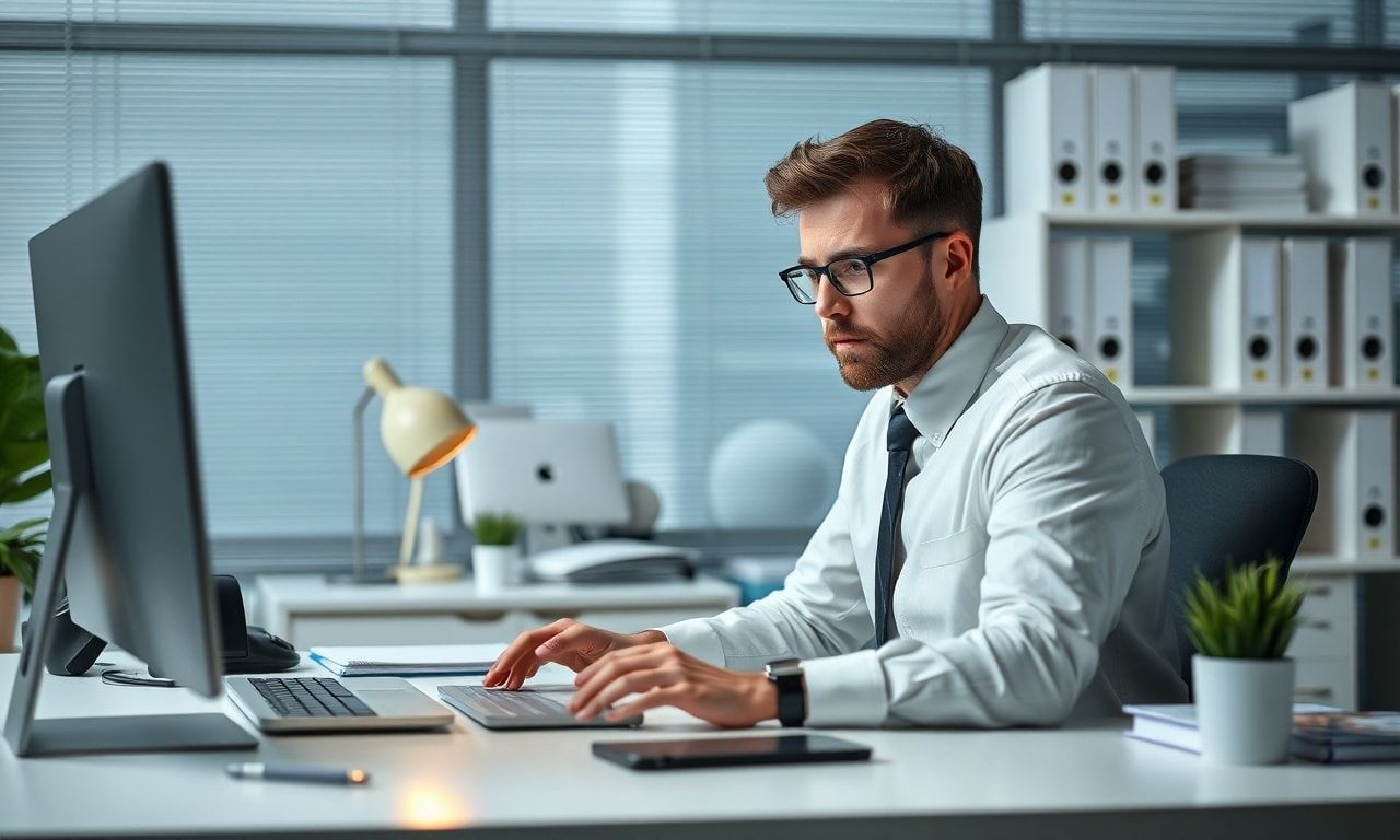 オフィスで悩む会社員