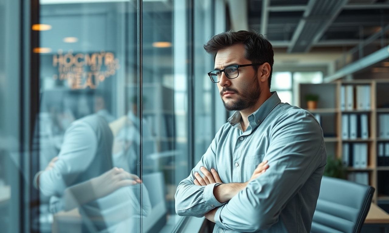 オフィスで悩む会社員