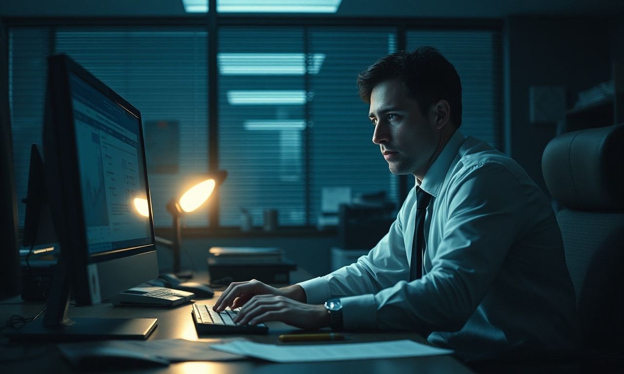 仕事に疲れ果てた会社員の様子