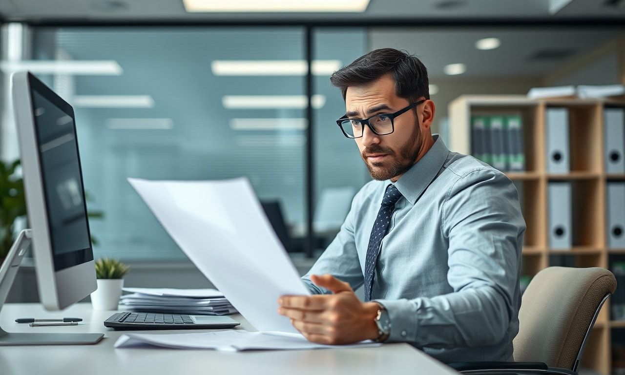 検討してみますと悩むオフィスワーカー