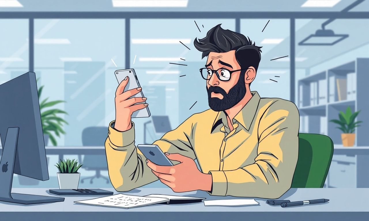 仕事に集中できずスマホをいじってしまう人のイメージ