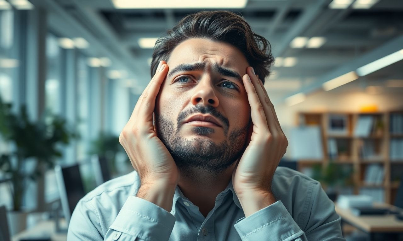 仕事に慣れるストレスを感じるオフィス風景