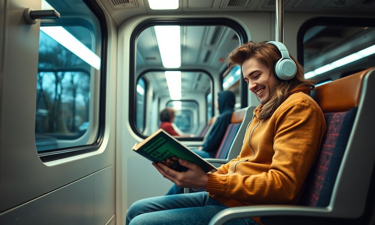 通勤時間を楽しむ人のイメージ