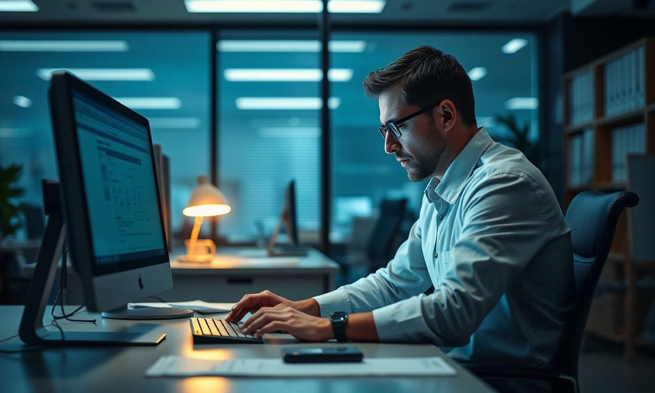 オフィスで不安を感じる労働者