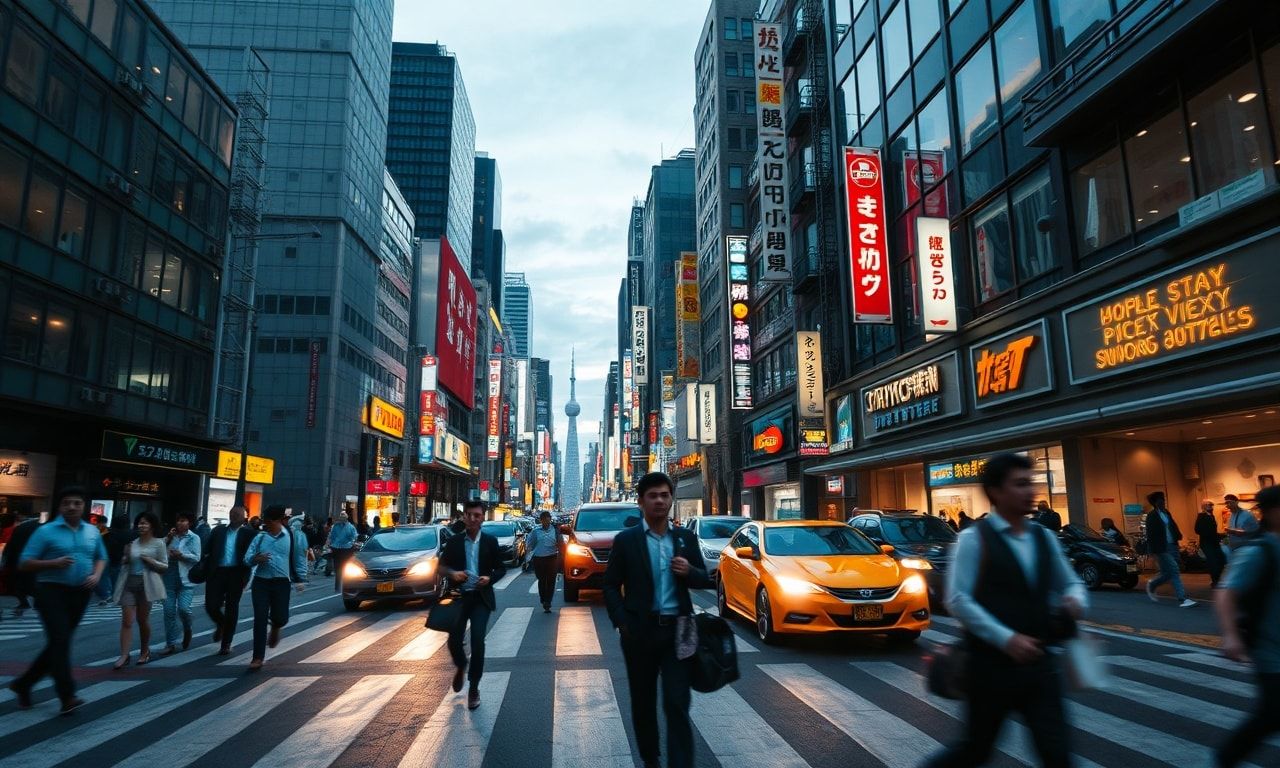 東京の忙しい街並み