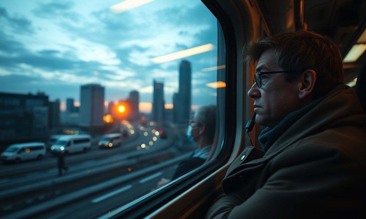 満員電車に揺られる通勤風景