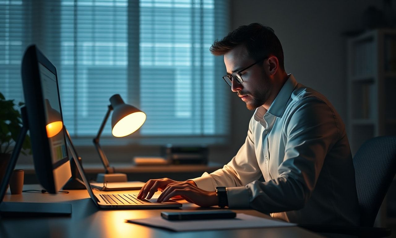 デスクで悩むオフィスワーカー