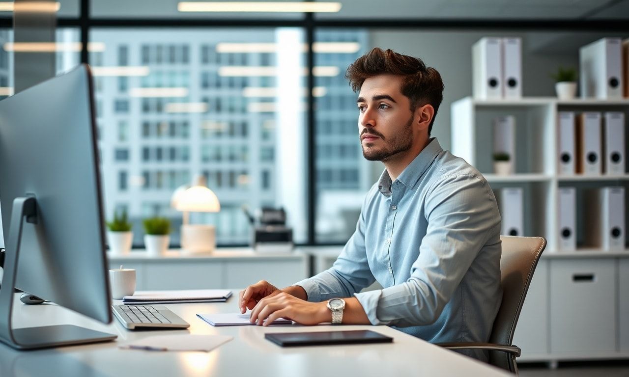 オフィスでキャリアに悩む若手社会人