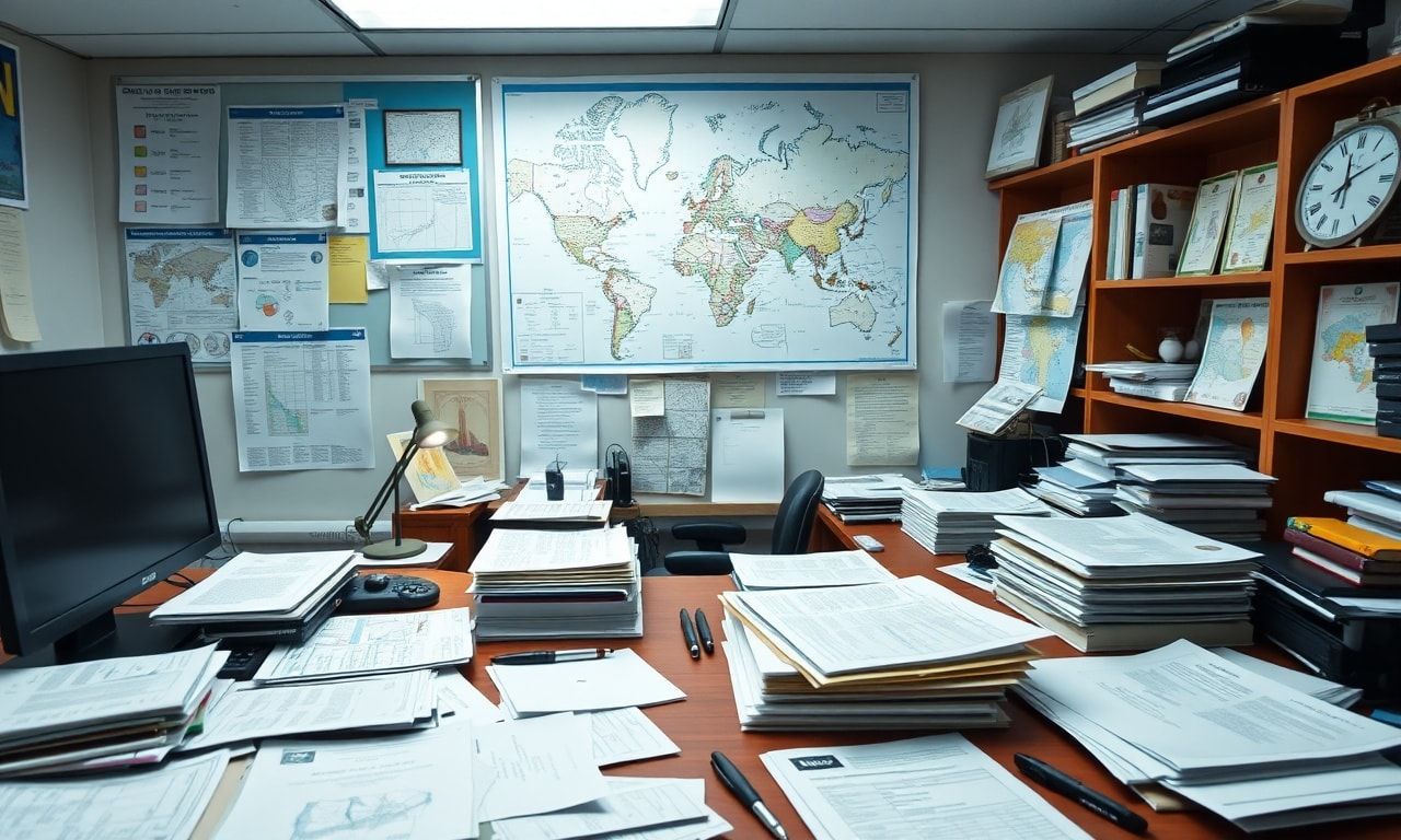 貿易事務のデスク