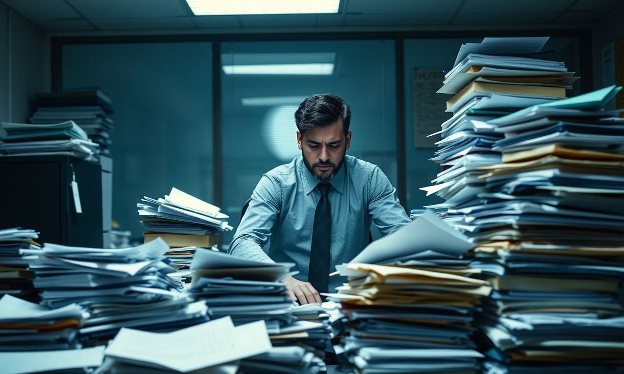 雑用に追われるオフィスワーカー