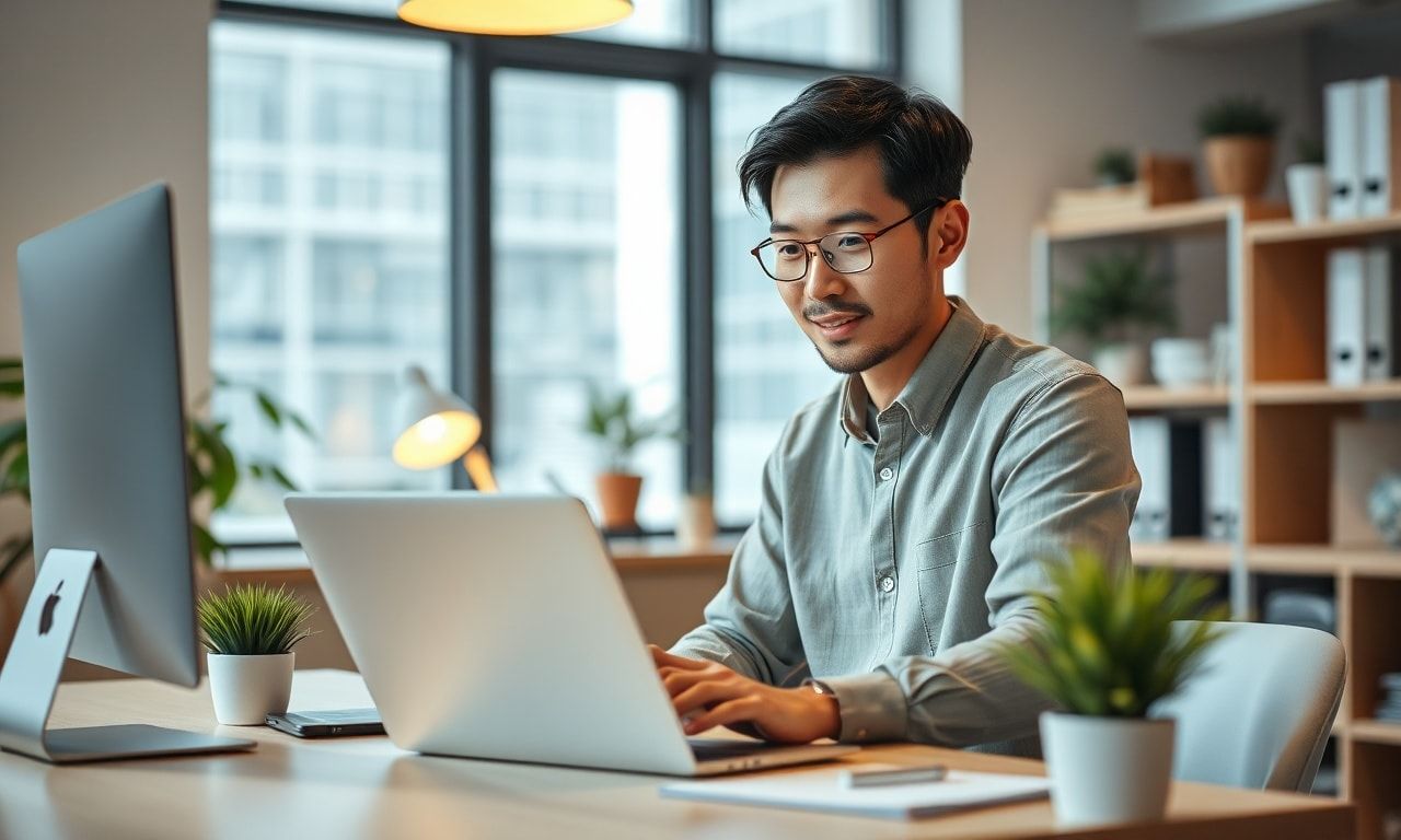 オフィスで働く正社員の様子