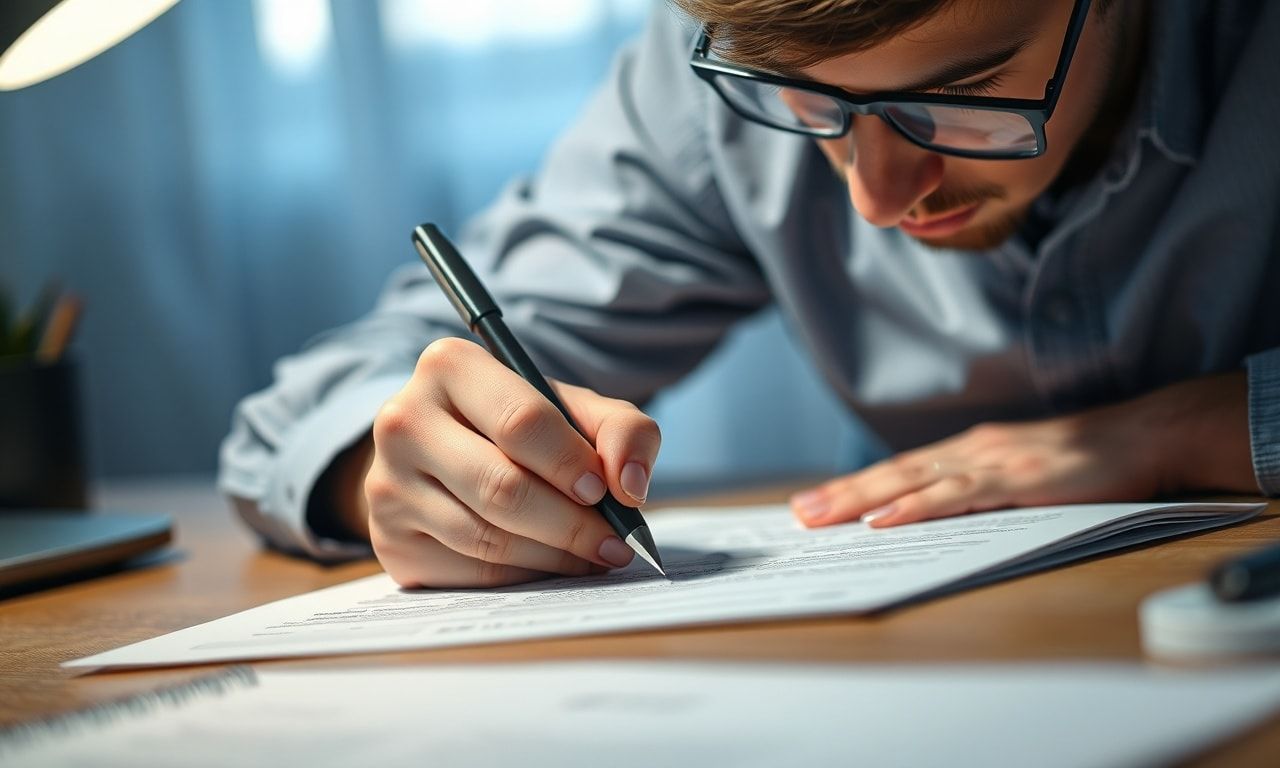 履歴書を書く不安な手元