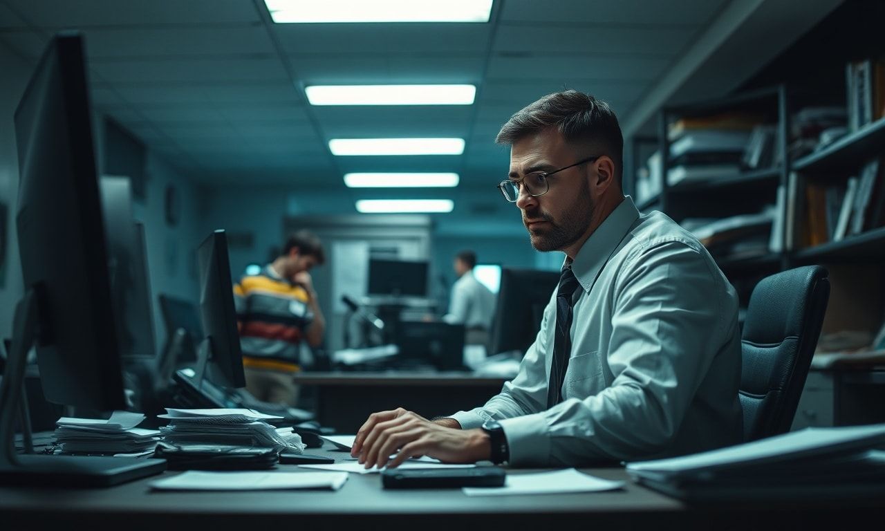 オフィスでストレスを抱える労働者