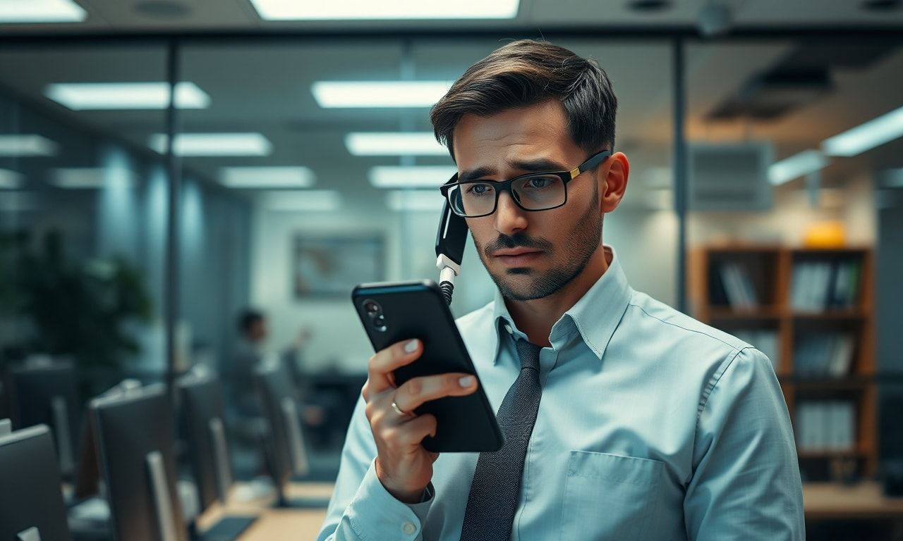 電話で退職を伝える不安な会社員
