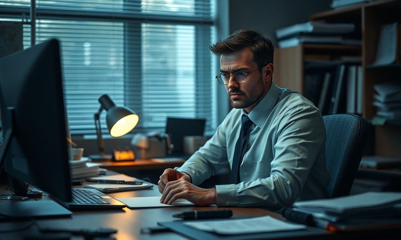 オフィスで理不尽に怒られストレスを感じている様子