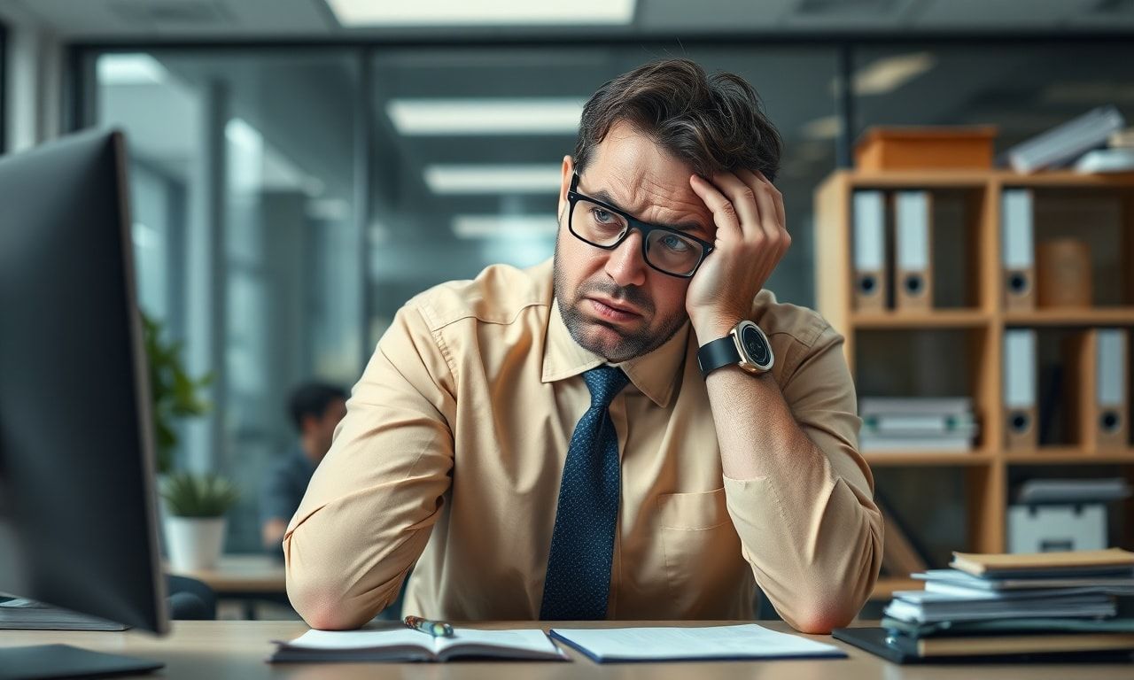 オフィスでストレスを感じている上司