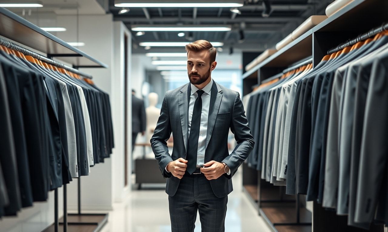 スーツ選びに悩む男性