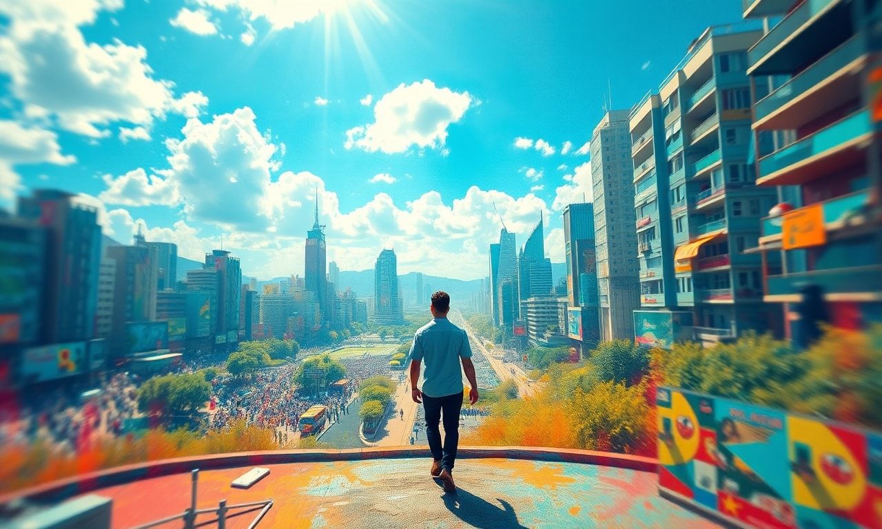 自由に向かって歩く人のイメージ