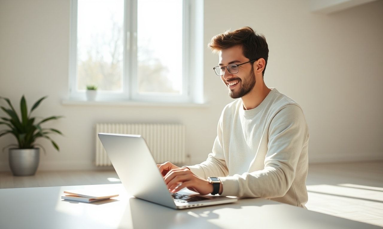 明るい未来を見据えてノートPCで家計管理をする様子