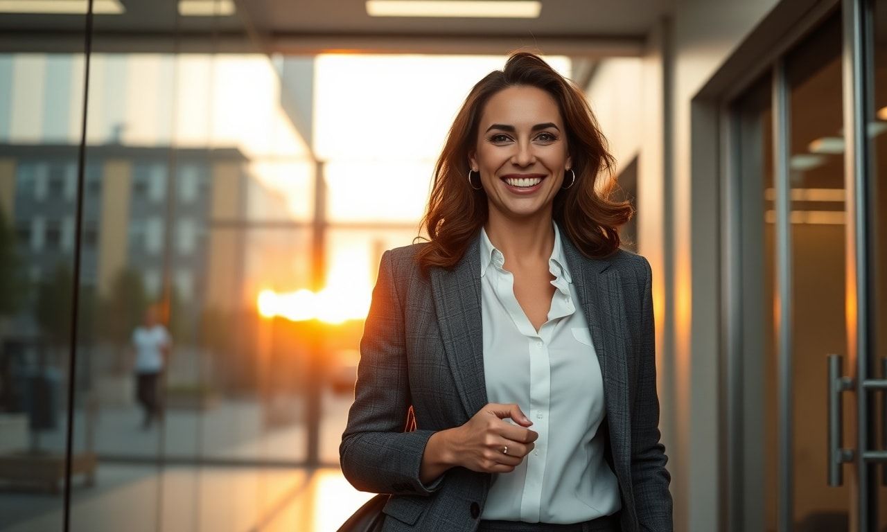 自信を持ってオフィスを出る女性