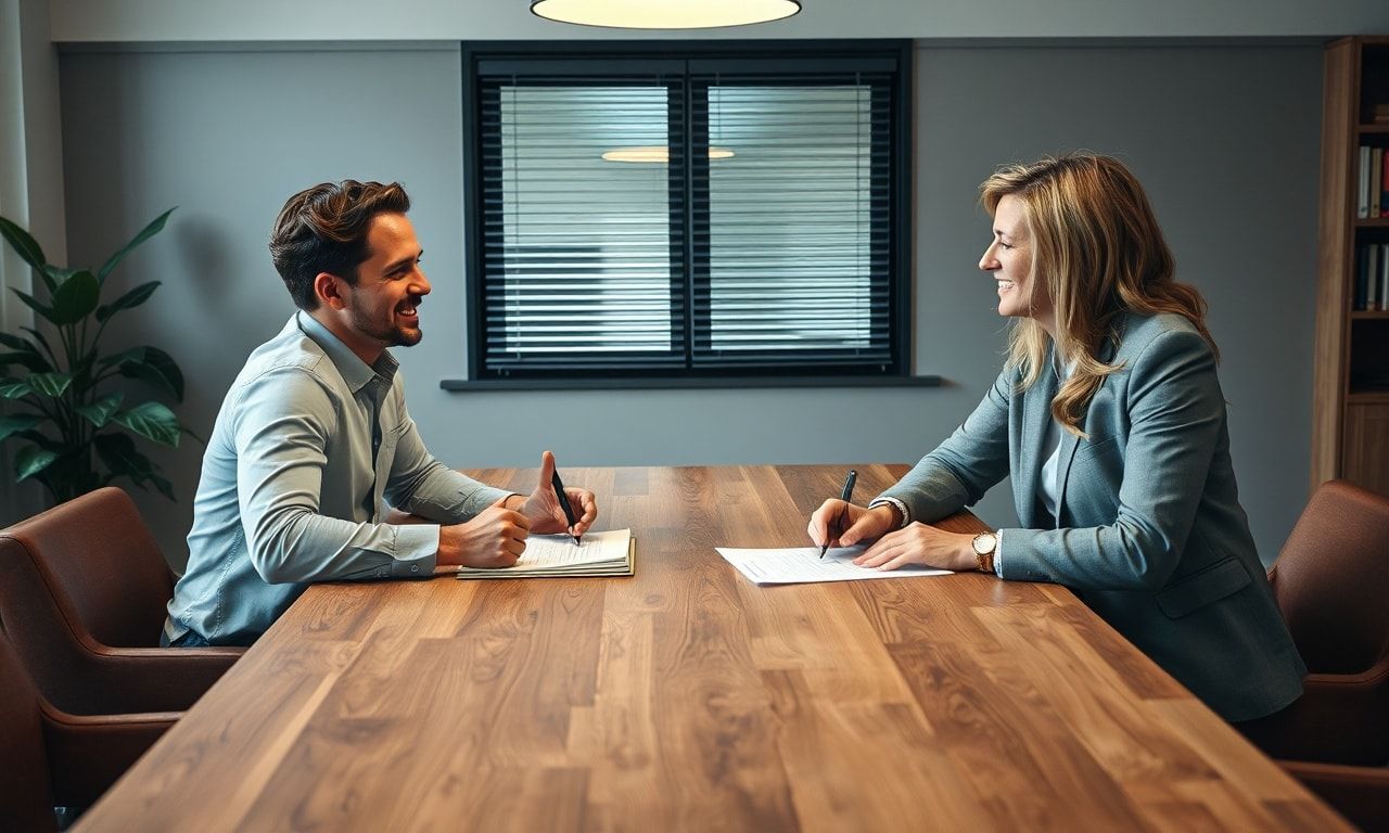 穏やかに交渉する様子