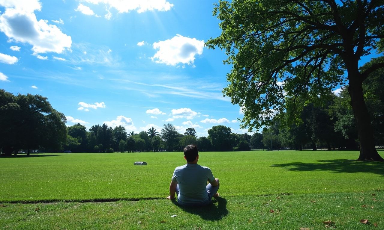 公園でリラックスする人のイメージ