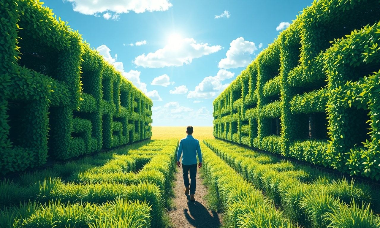 迷路から明るい場所へ出るイメージ