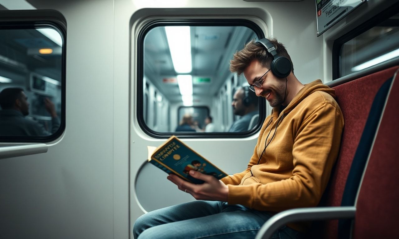 通勤時間を楽しむ様子