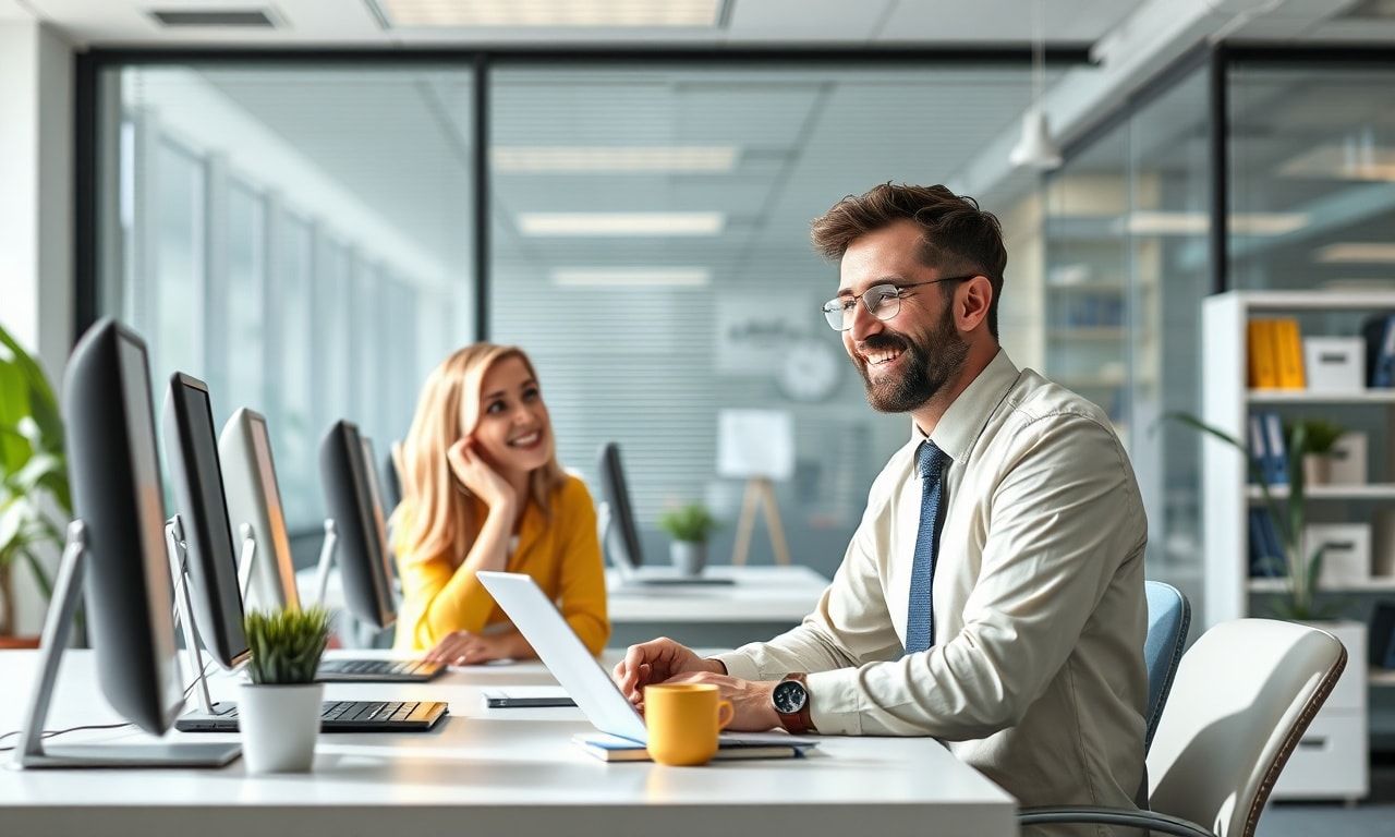 成長を喜ぶビジネスパーソン