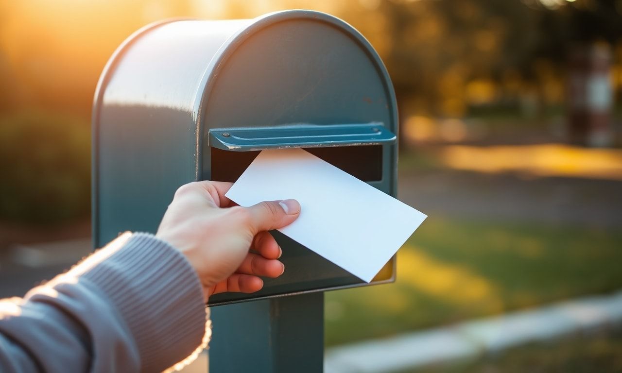 郵便物を投函する様子