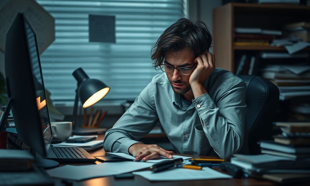 精神的に追い詰められたオフィスワーカー