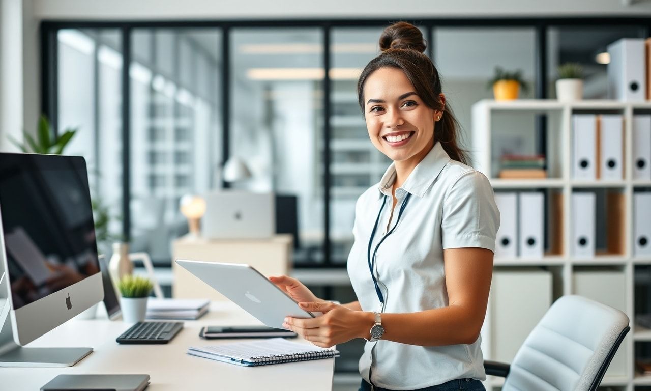 仕事を楽しむアシスタントの様子