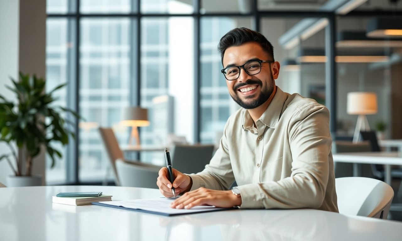 新しい契約書にサインをする人