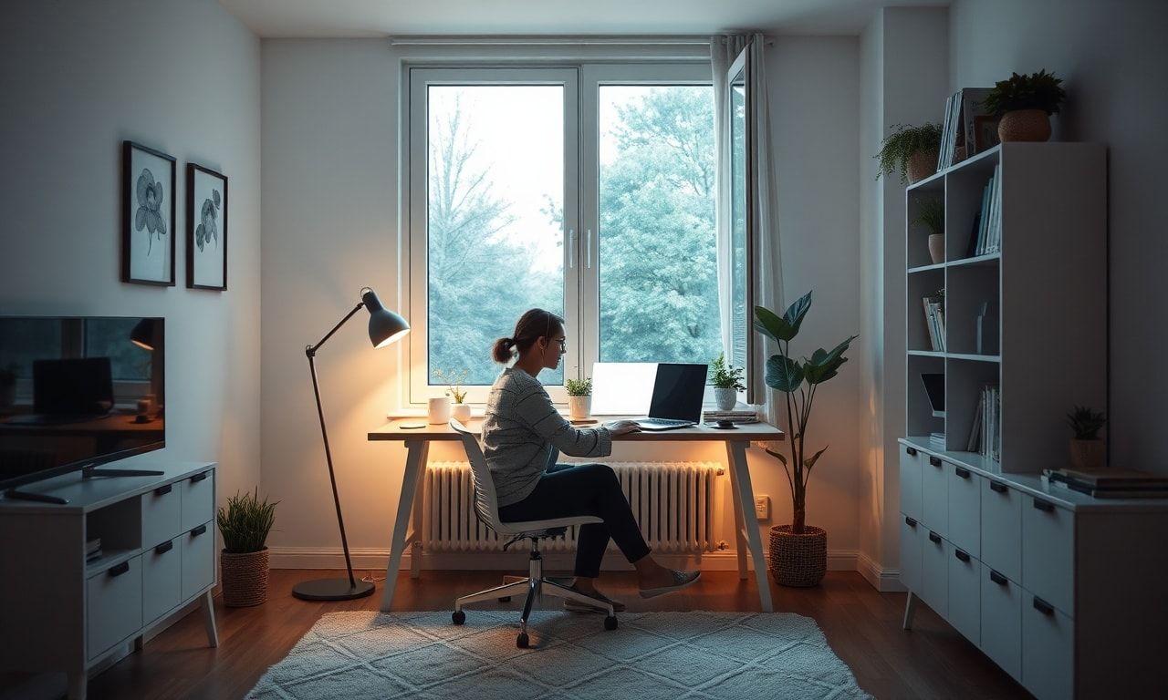 穏やかに在宅ワークをする様子