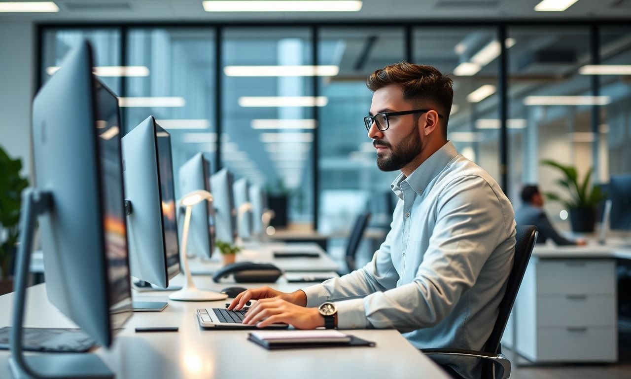 落ち着いて仕事に取り組む従業員