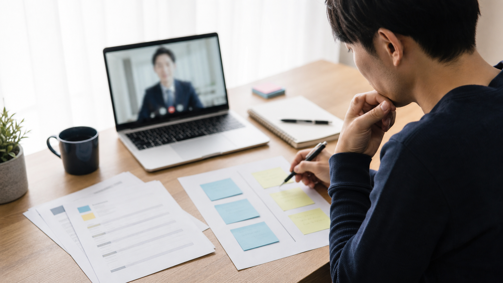 前職の不満を面接で前向きに伝えるために整理する会社員
