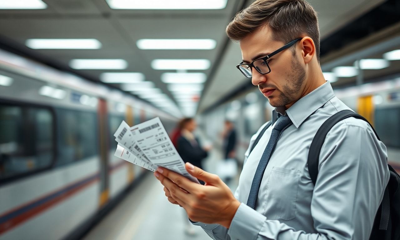 交通費を計算する会社員