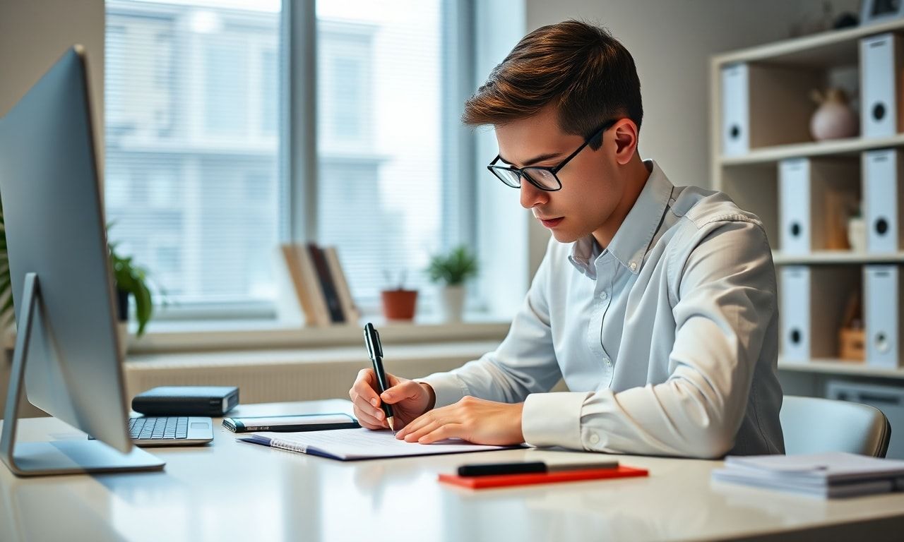 履歴書を書く様子