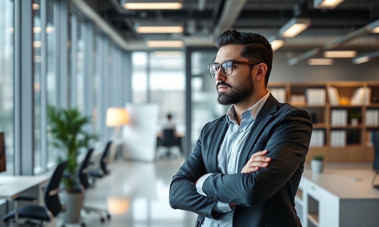 オフィスで仕事中に早退を考える様子