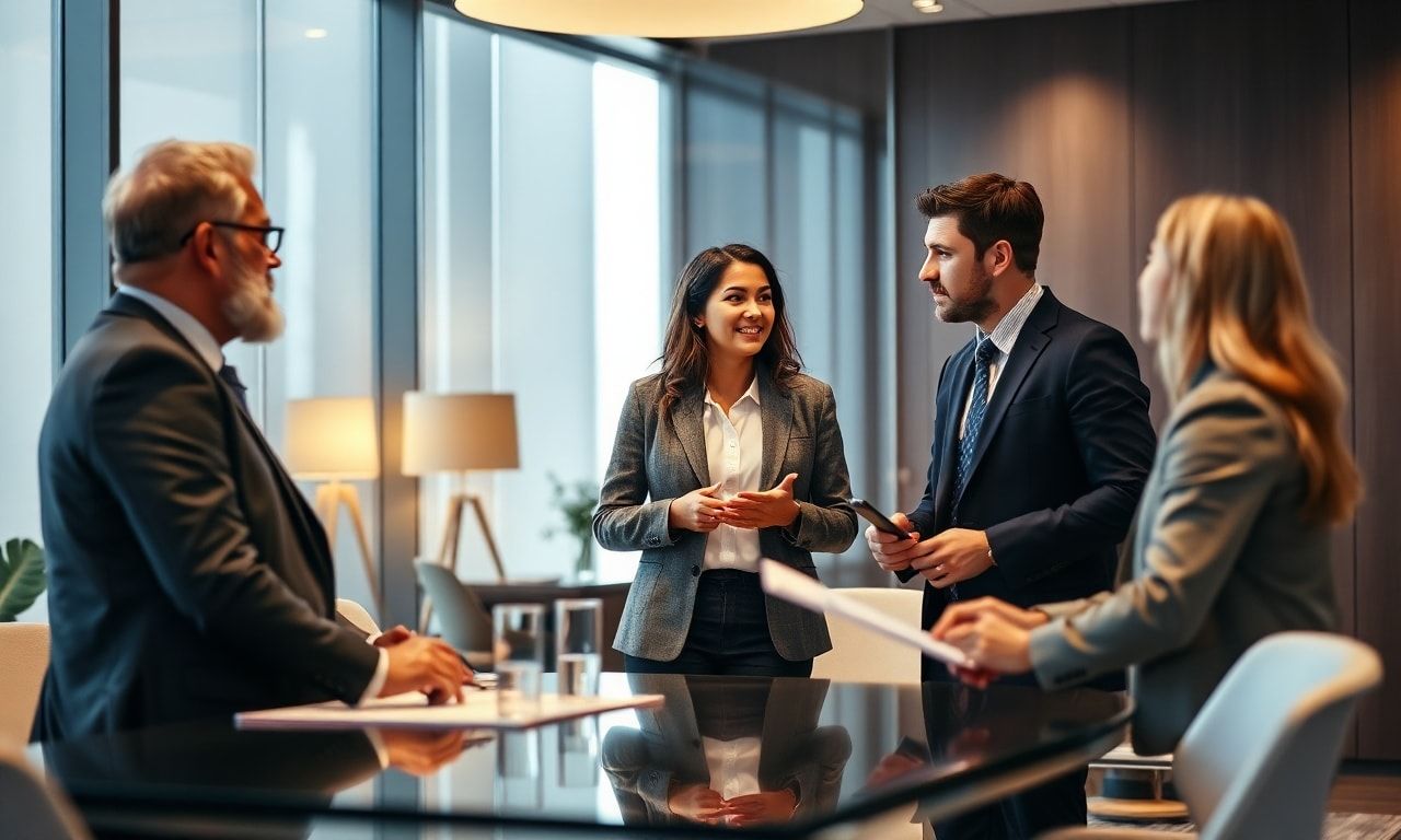 会議でコミュニケーションをとる人々