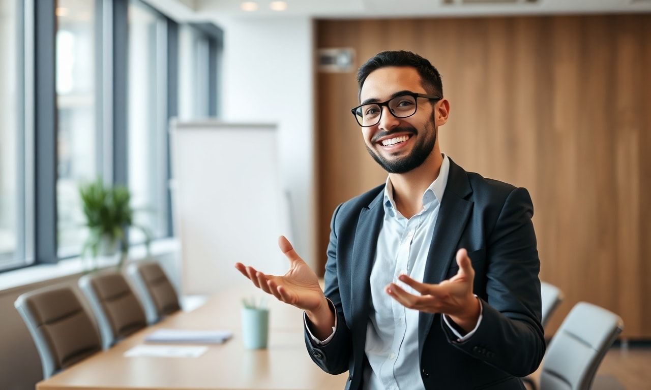 面接で落ち着いて受け答えする様子