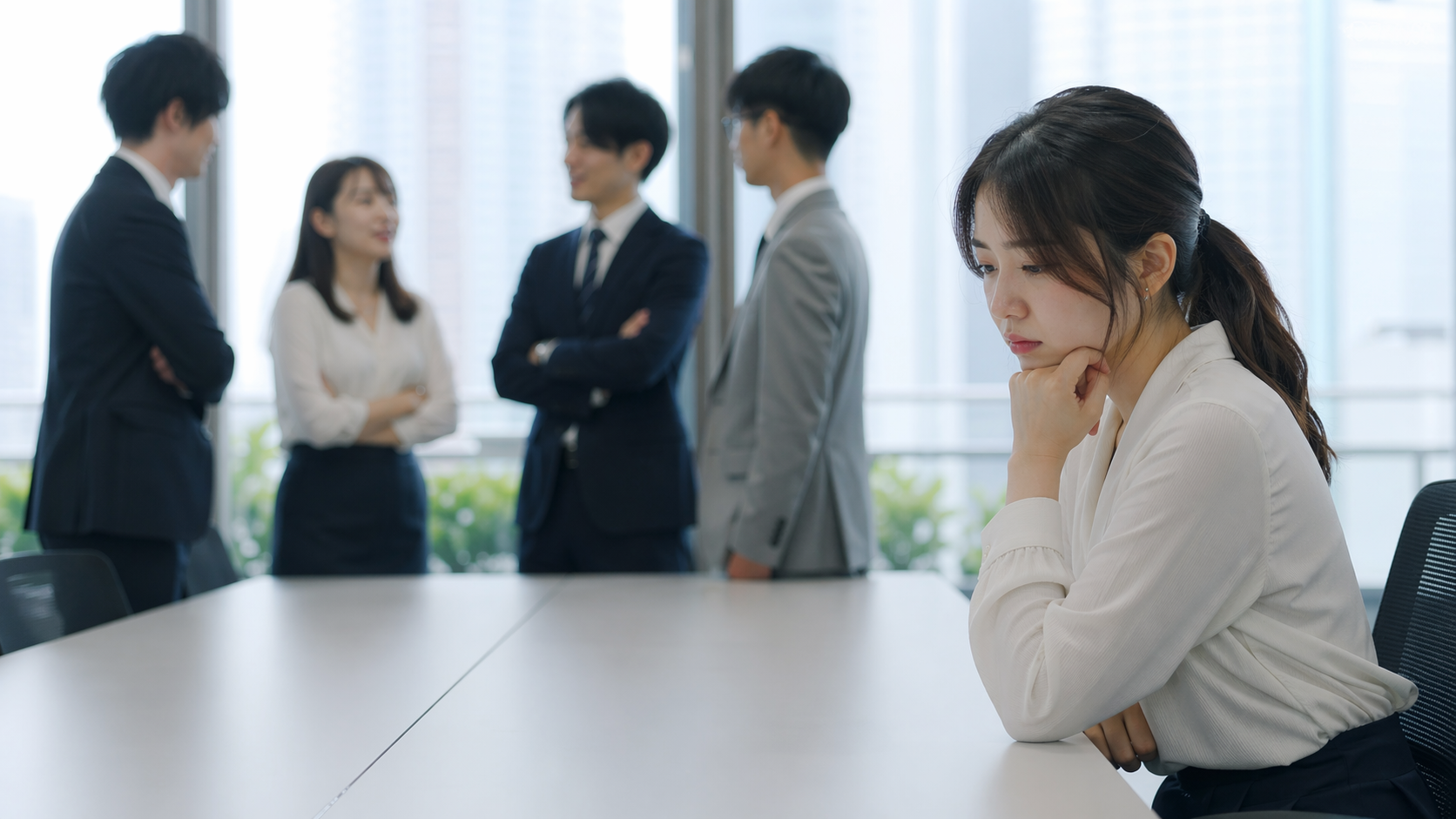 職場で孤立して悩む会社員