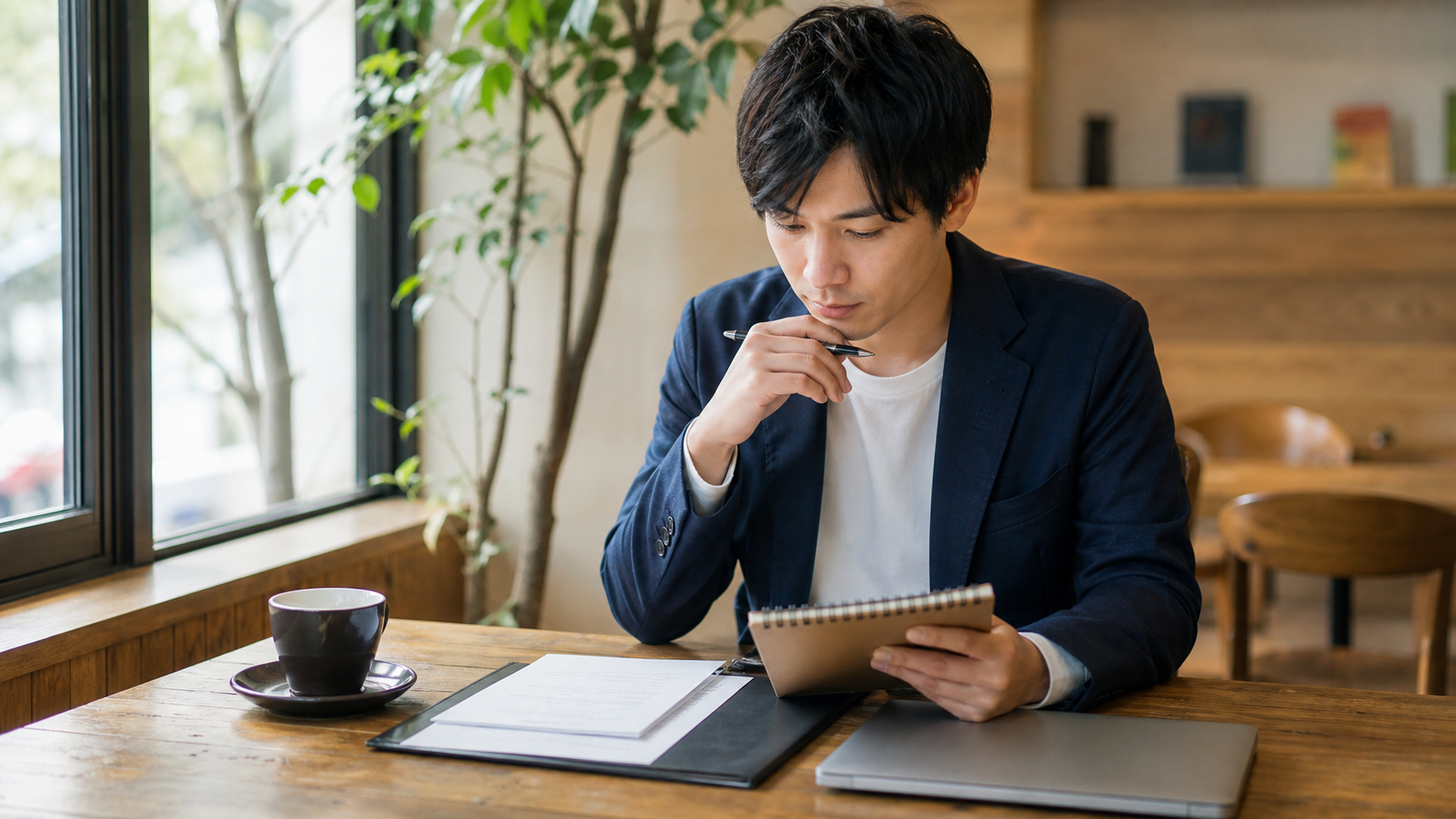 短期離職の面接説明を落ち着いて準備する様子