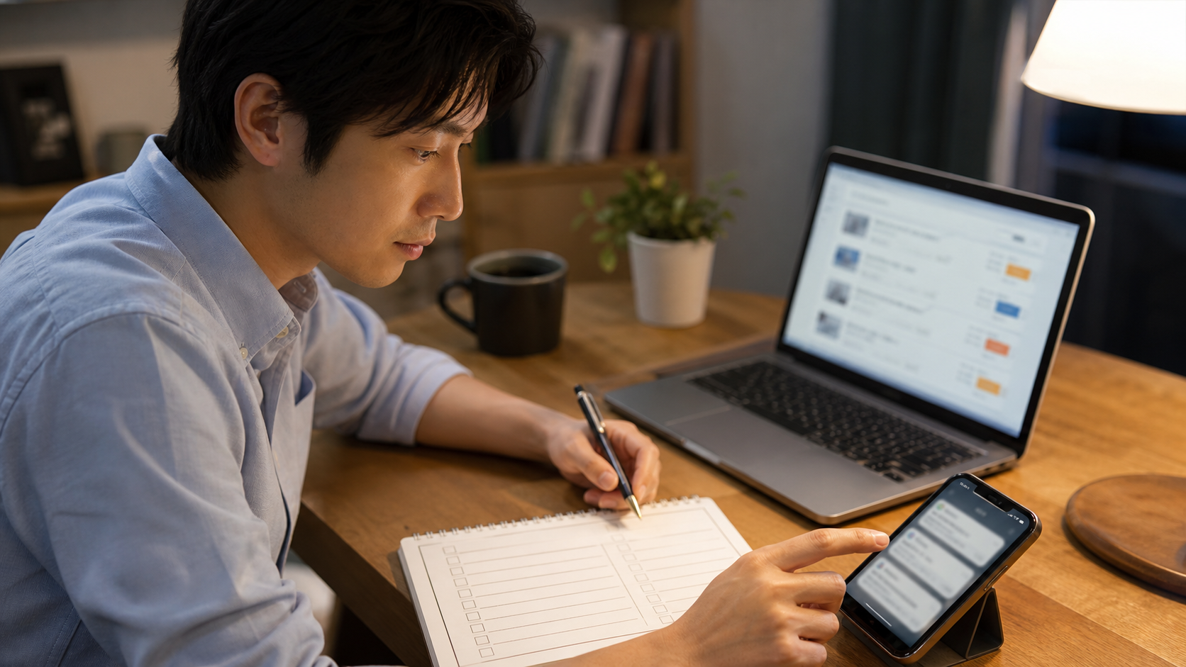 転職サイトの通知を調整しながら求人を比較する会社員