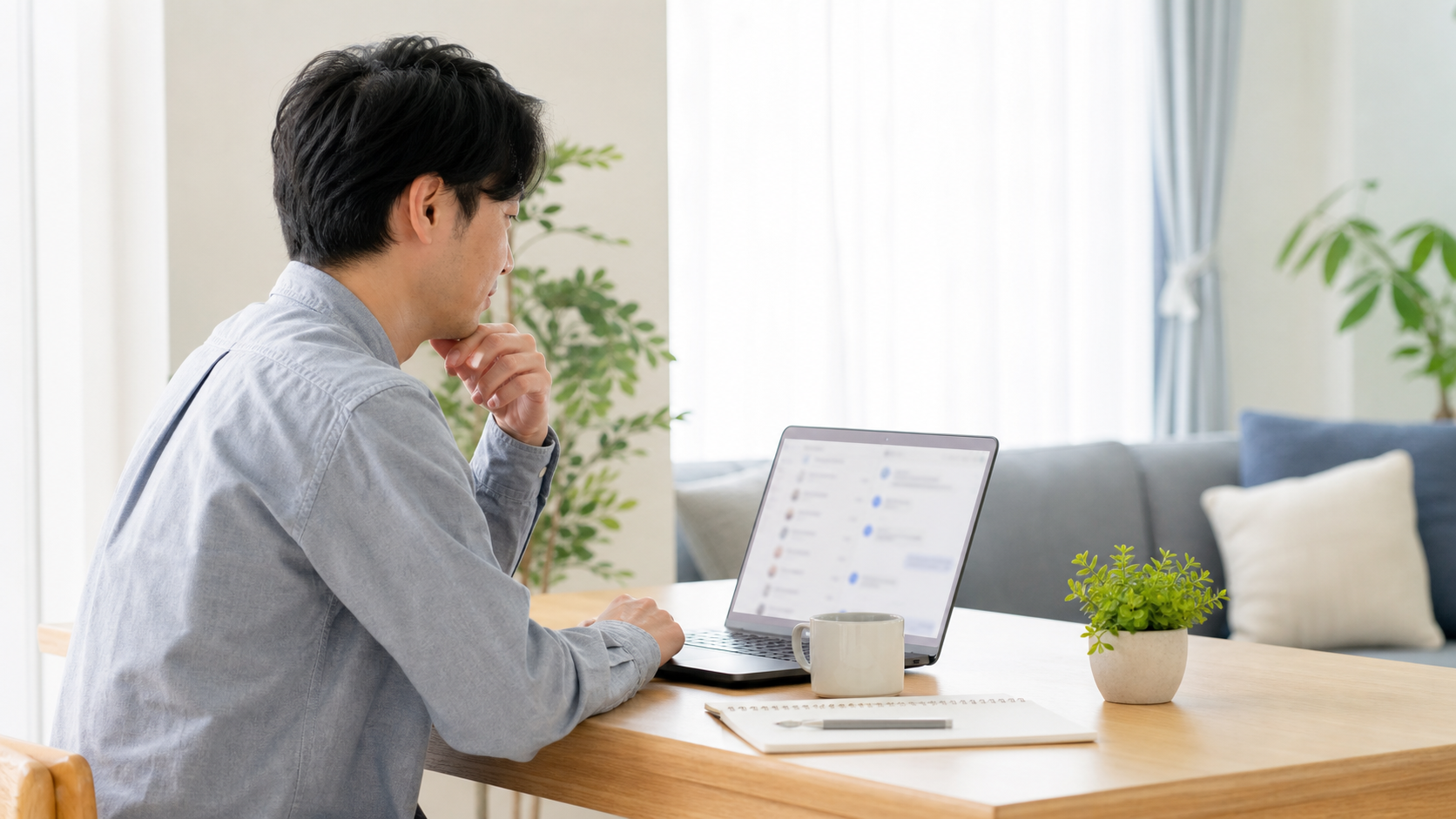 人との関わりを減らして静かに働き方を整える様子