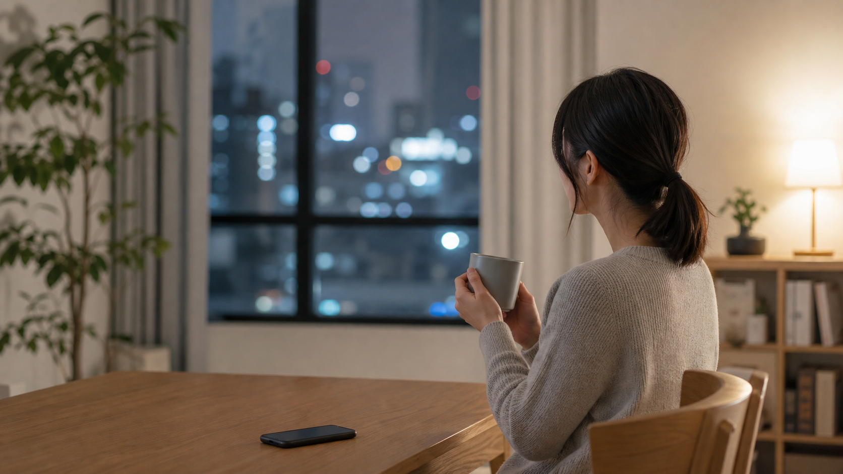 人と関わりたくないと感じた夜に一人で心を休める様子