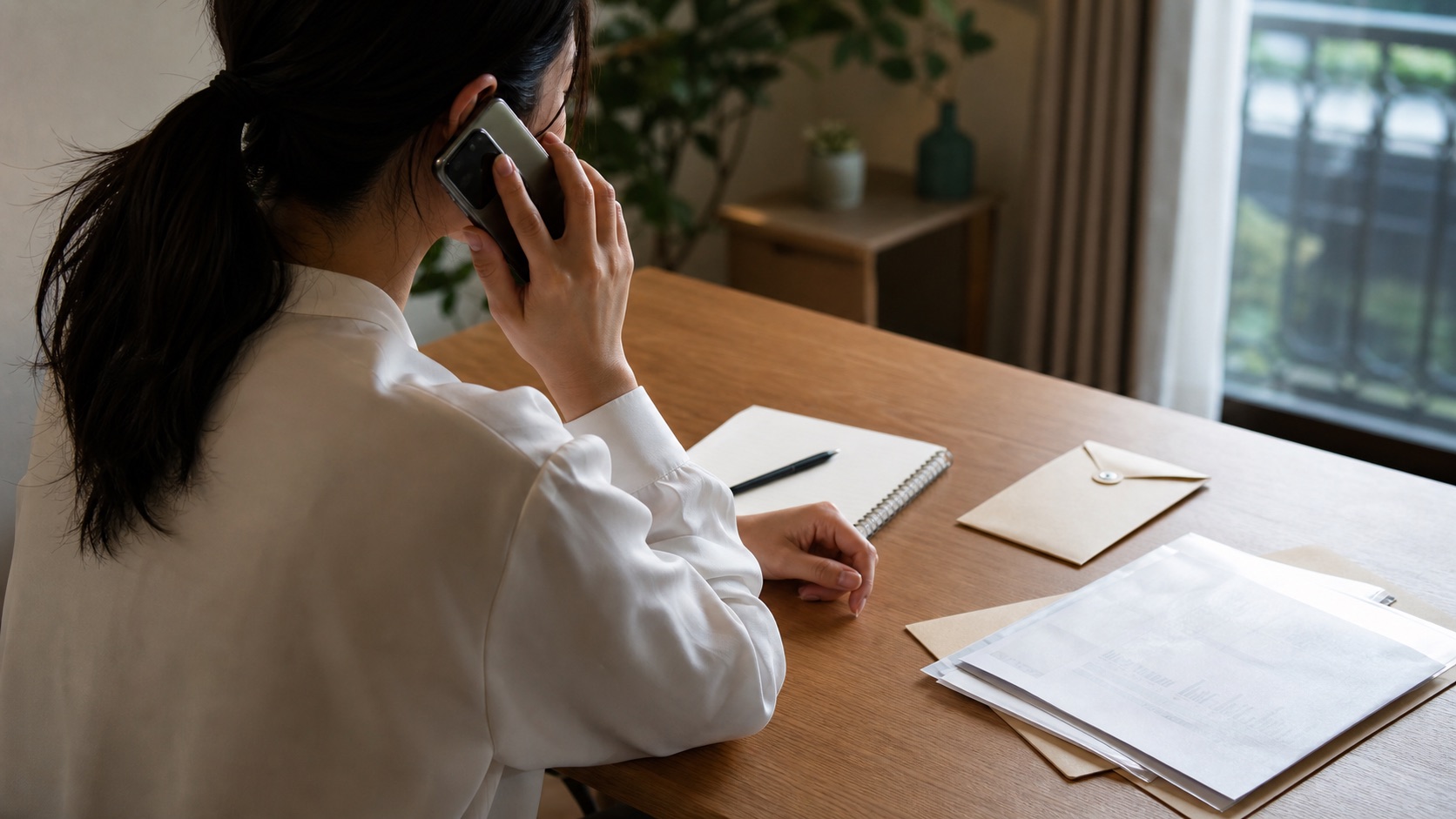 電話で退職を伝える準備をする会社員