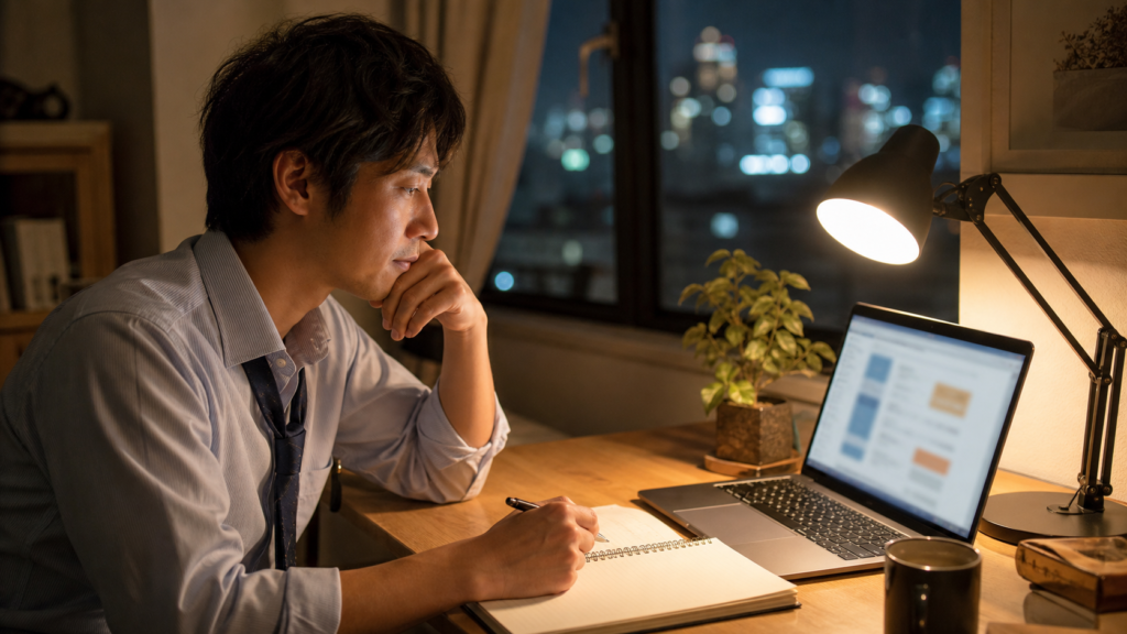 リクナビNEXTで退職前に選択肢を整理する会社員