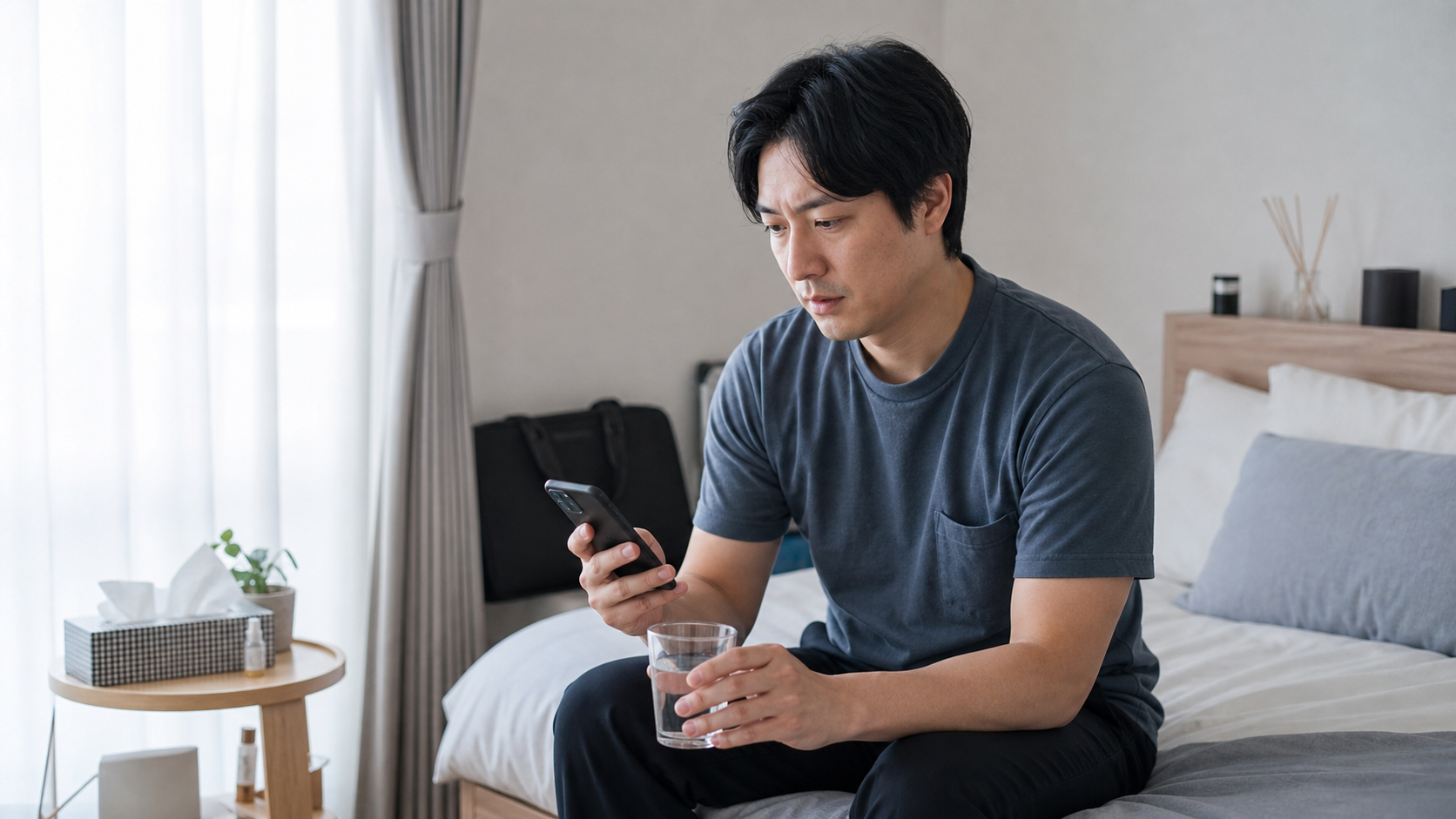 最強の仮病を探す朝に安全な休み方を考える会社員